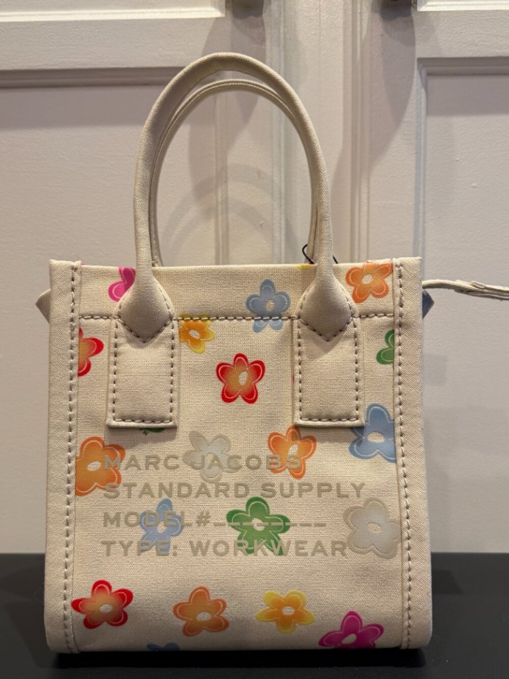 NWT Marc Jacobs Flower Print Canvas Small Standard Supply Tote Bag - Picture 2 of 10